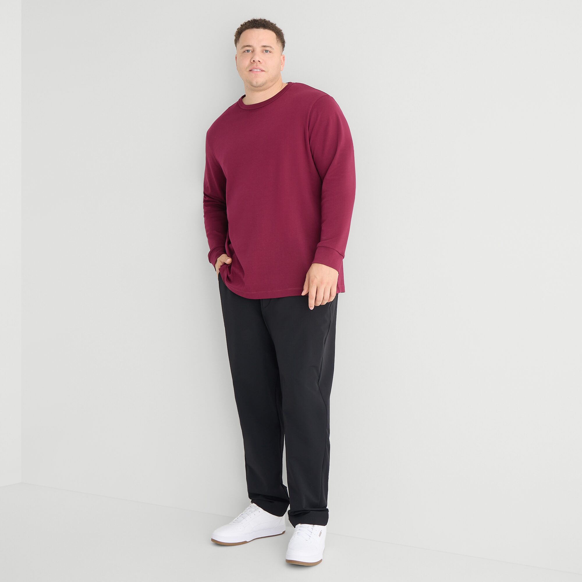 Stylus Mens Round Neck Long Sleeve Plus T-Shirt