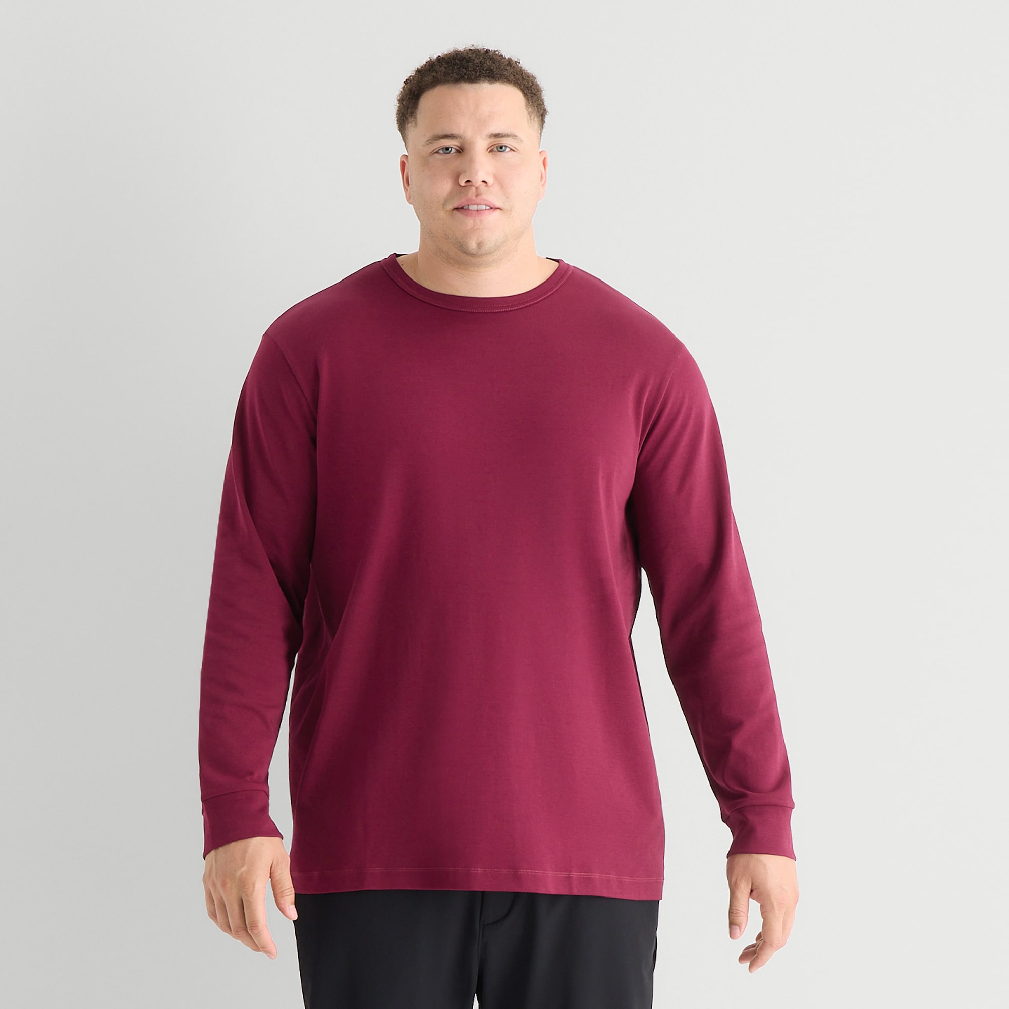 Stylus Mens Round Neck Long Sleeve Plus T-Shirt