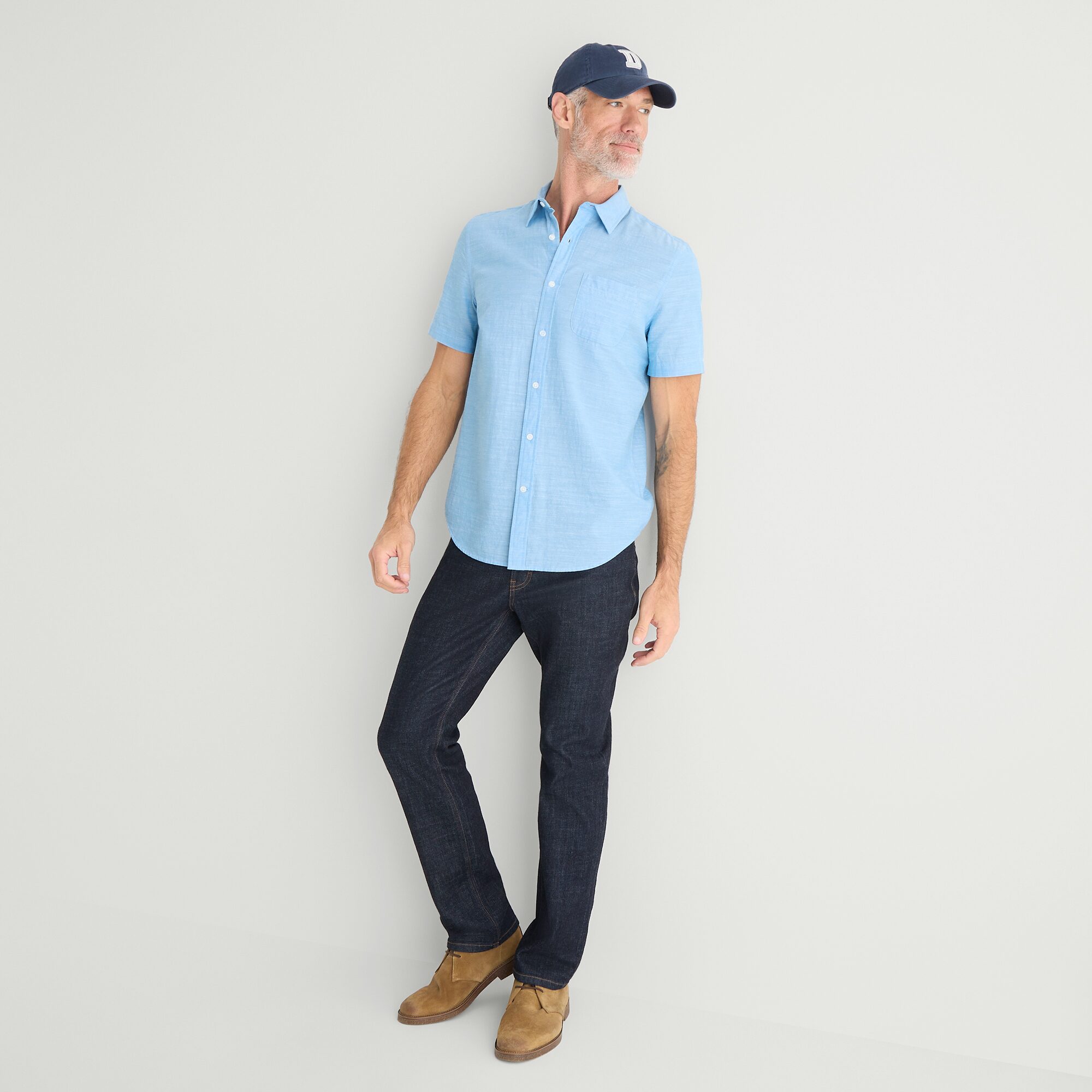 St. John's Bay Slub Mens Short Sleeve Classic Fit Button-Down Shirt