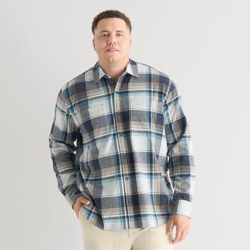 Mutual Weave Mens Big And Tall Shirt Jacket In White