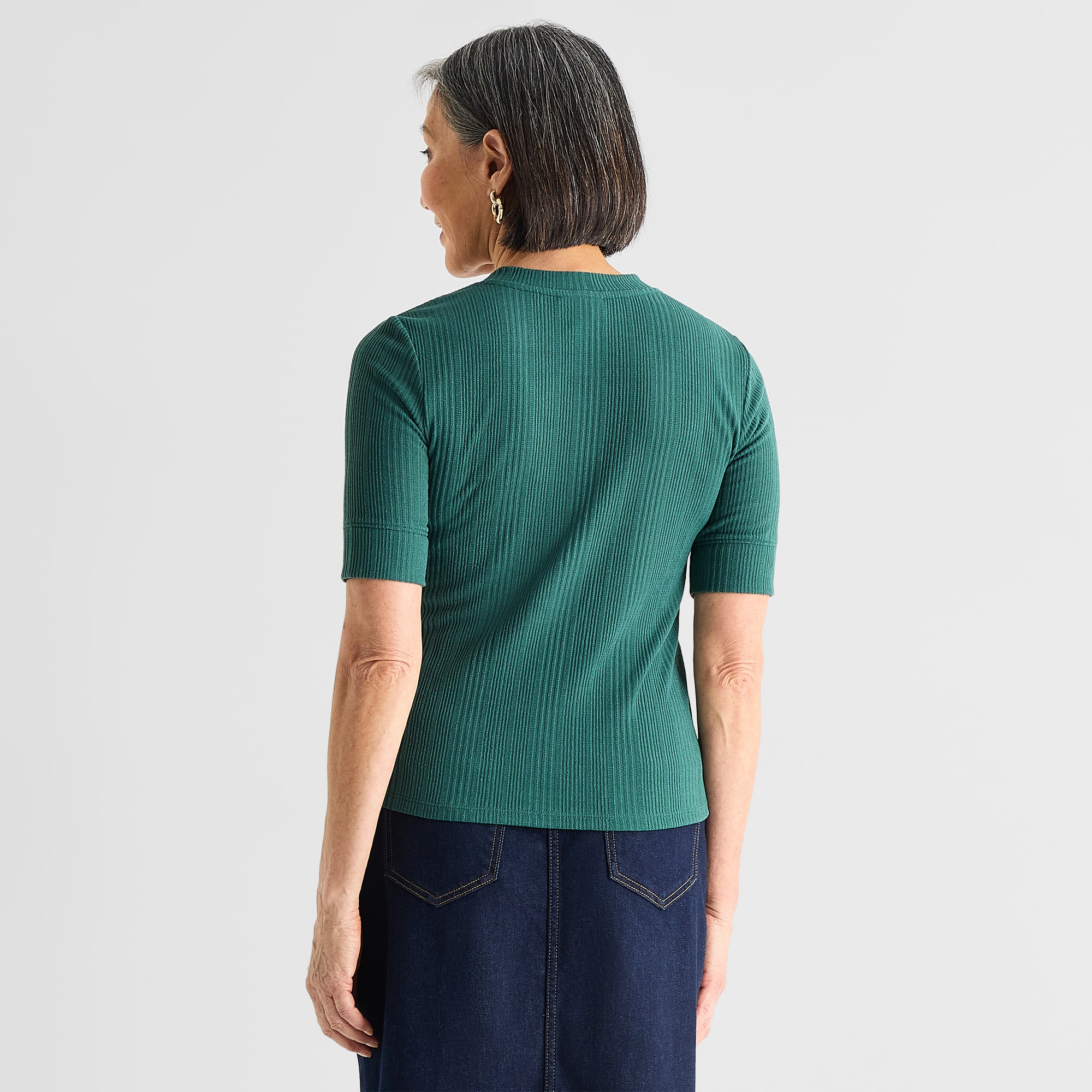 Liz Claiborne Womens Elbow Sleeve Regular Fit Henley Shirt
