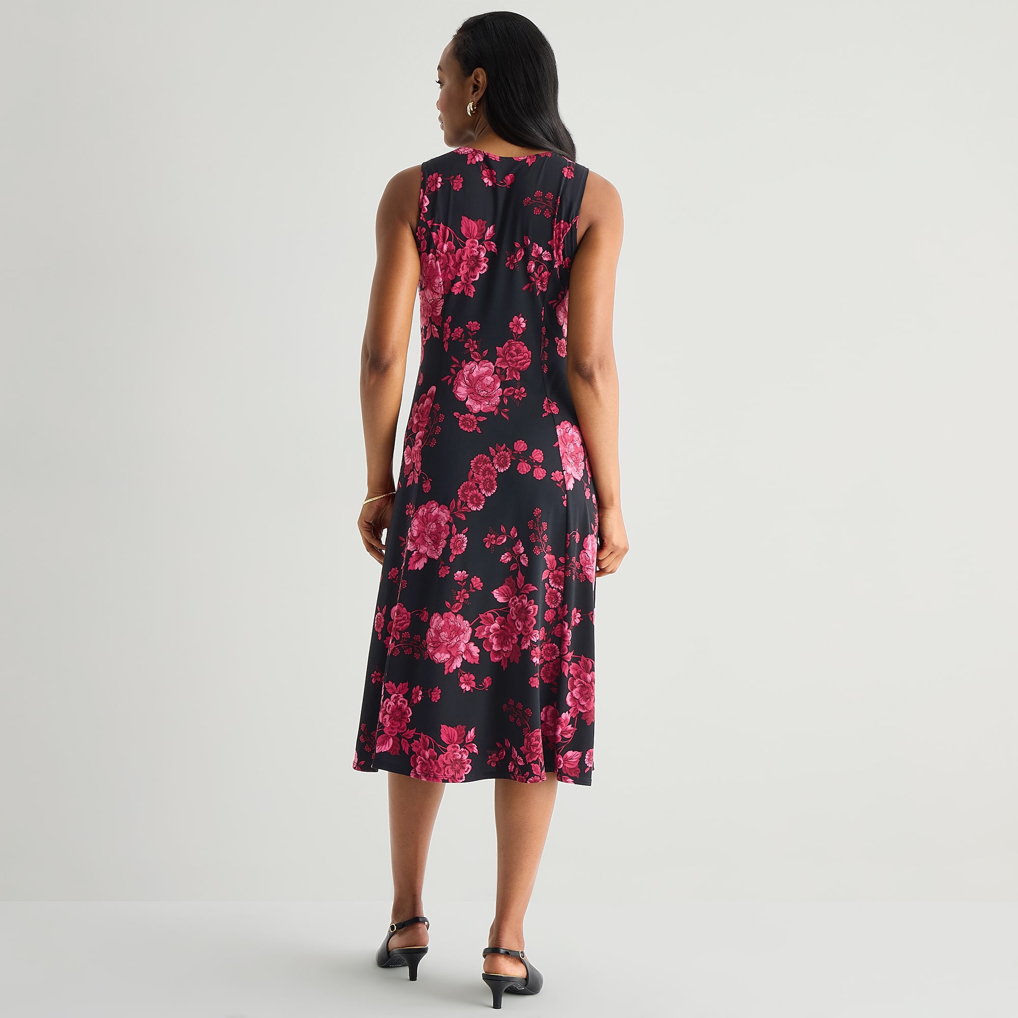 Danny & Nicole Womens Midi Floral Jacket Dress