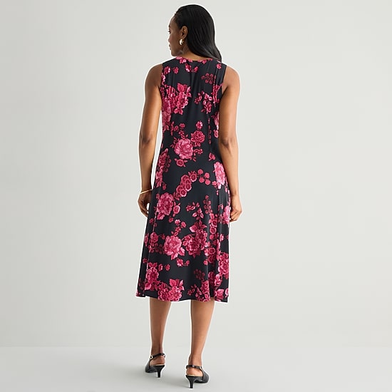 Danny & Nicole Womens Midi Floral Jacket Dress