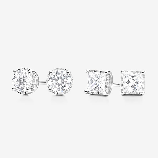 ( I/SI2 ) 1 CT. T.W. Lab-Grown Diamond Sterling Silver or 14K Gold over Silver Princess Stud Earrings