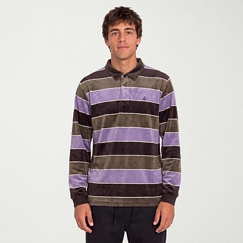 Volcom Mens Regular Fit Long Sleeve Polo Shirt In Purple