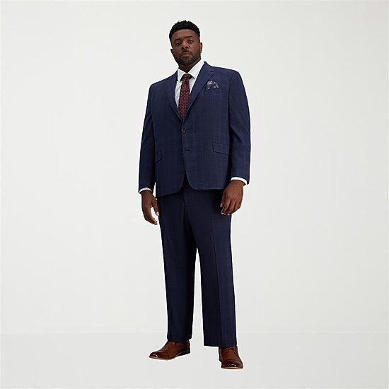 Haggar J.M. Haggar Mens Big and Tall Regular Fit Plaid Flat Front Suit Separates