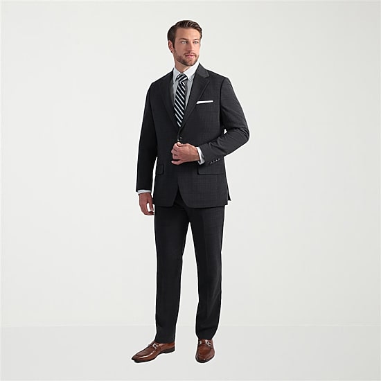 Haggar JMH Tailored Wool Mens Stretch Fabric Modern Fit Windowpane Suit Separates