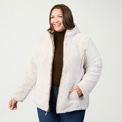 Free Country Womens Reversible Midweight Plus Quilted Jacket In Beige