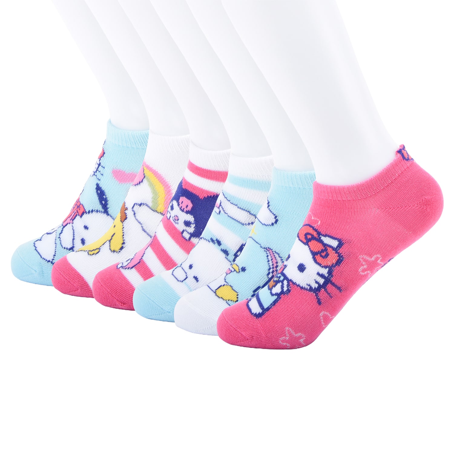 Little & Big Kid Girls 6 Pair Hello Kitty No Show Socks