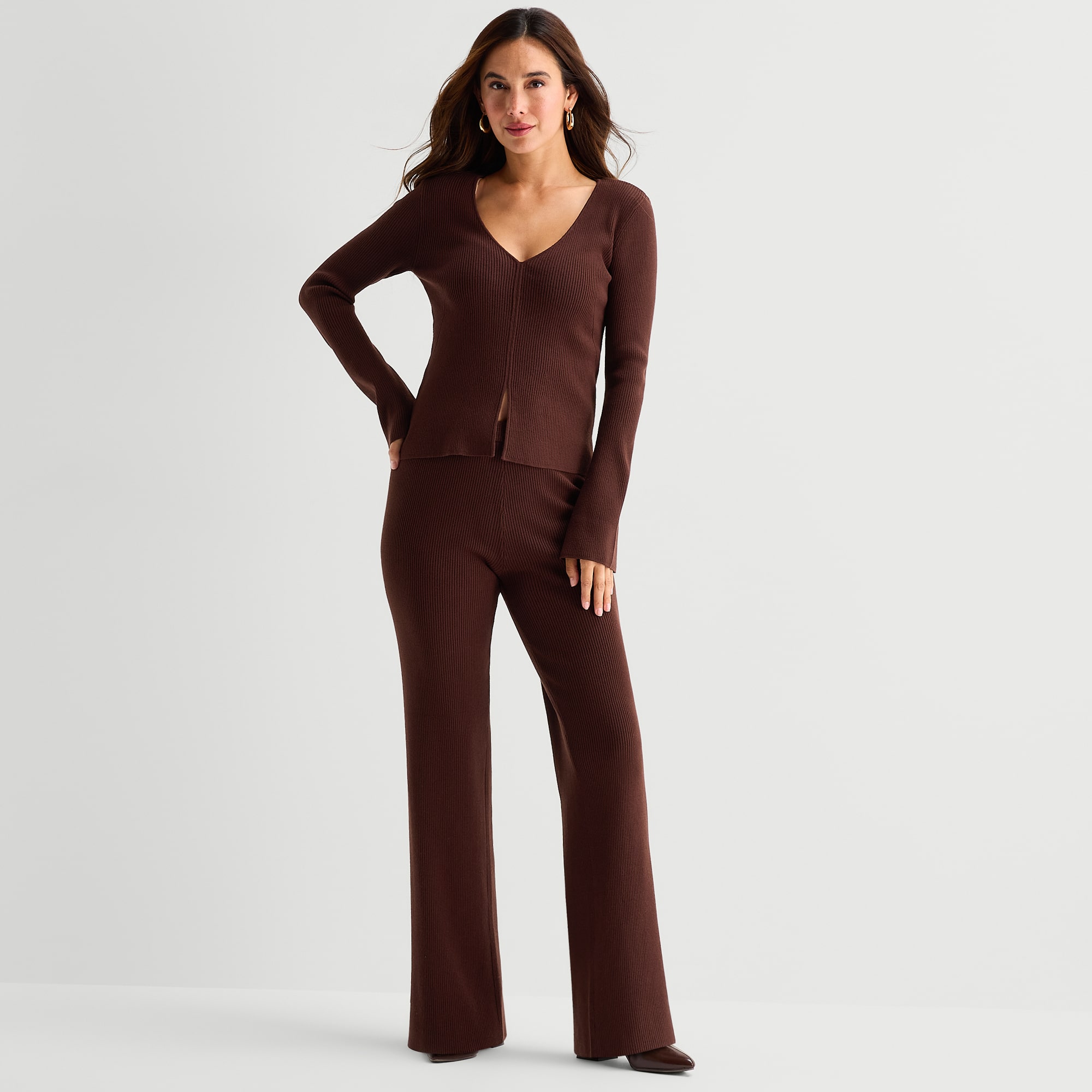 Bold Elements Womens V Neck Long Sleeve Pullover Sweater