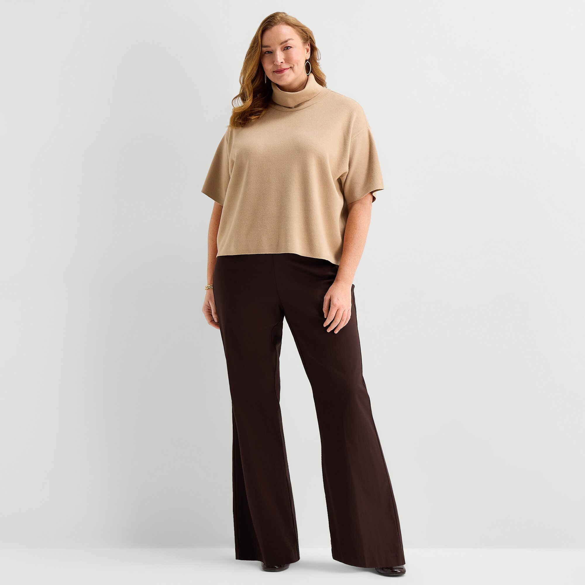 Liz Claiborne Plus Womens Crew Neck Short Sleeve Pullover Sweater