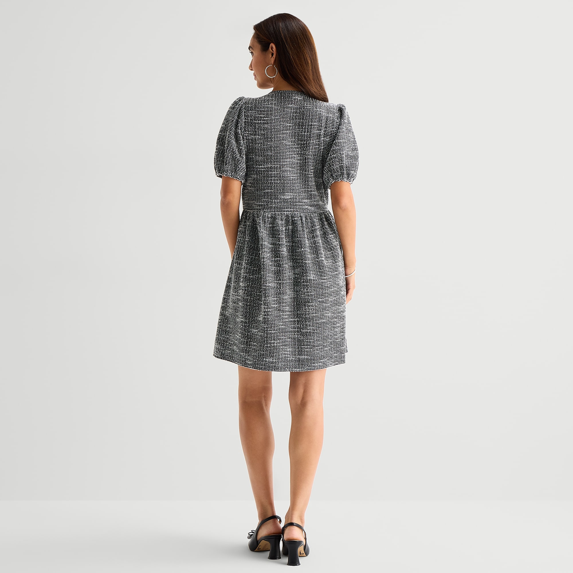 Isabel & Nina Womens Round Neck Short Sleeve Puffed Fit + Flare Dress