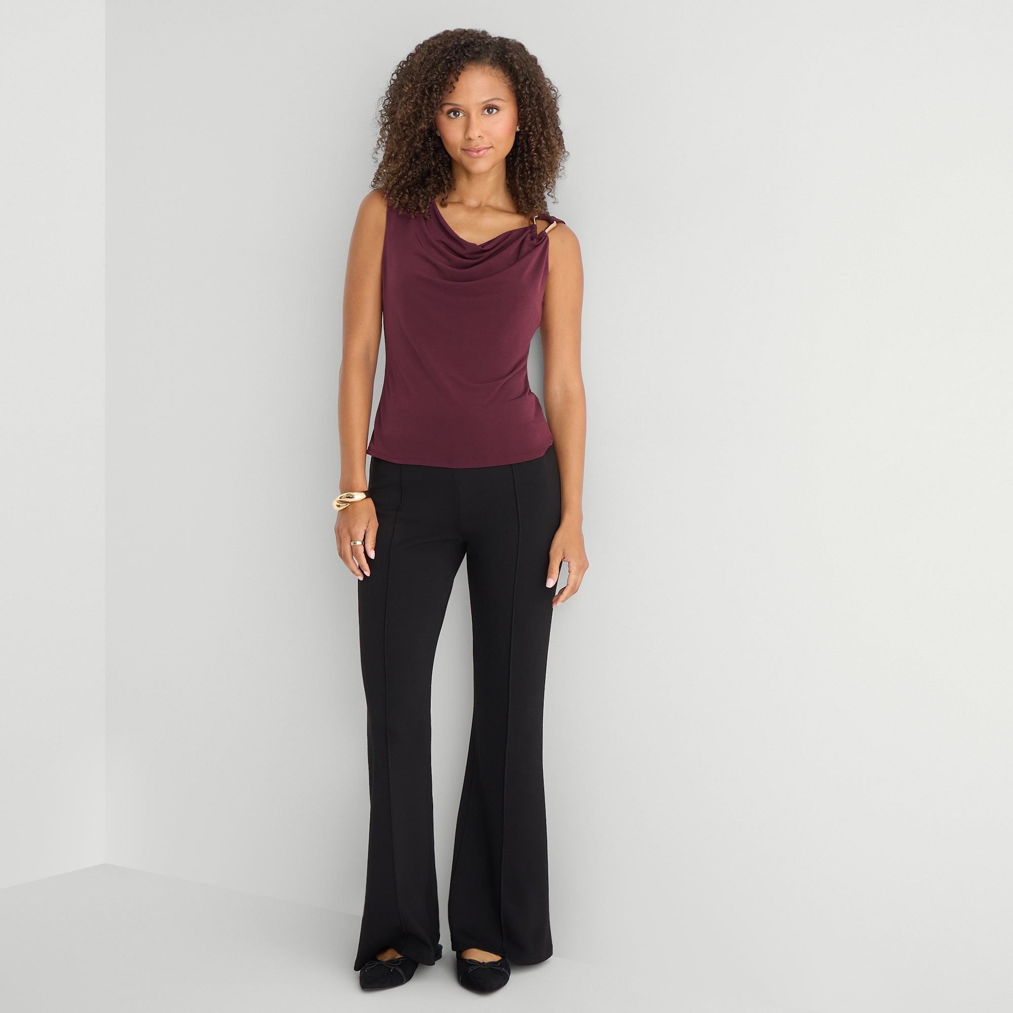 by&by Womens Juniors Cowl Neck Sleeveless Tank Top