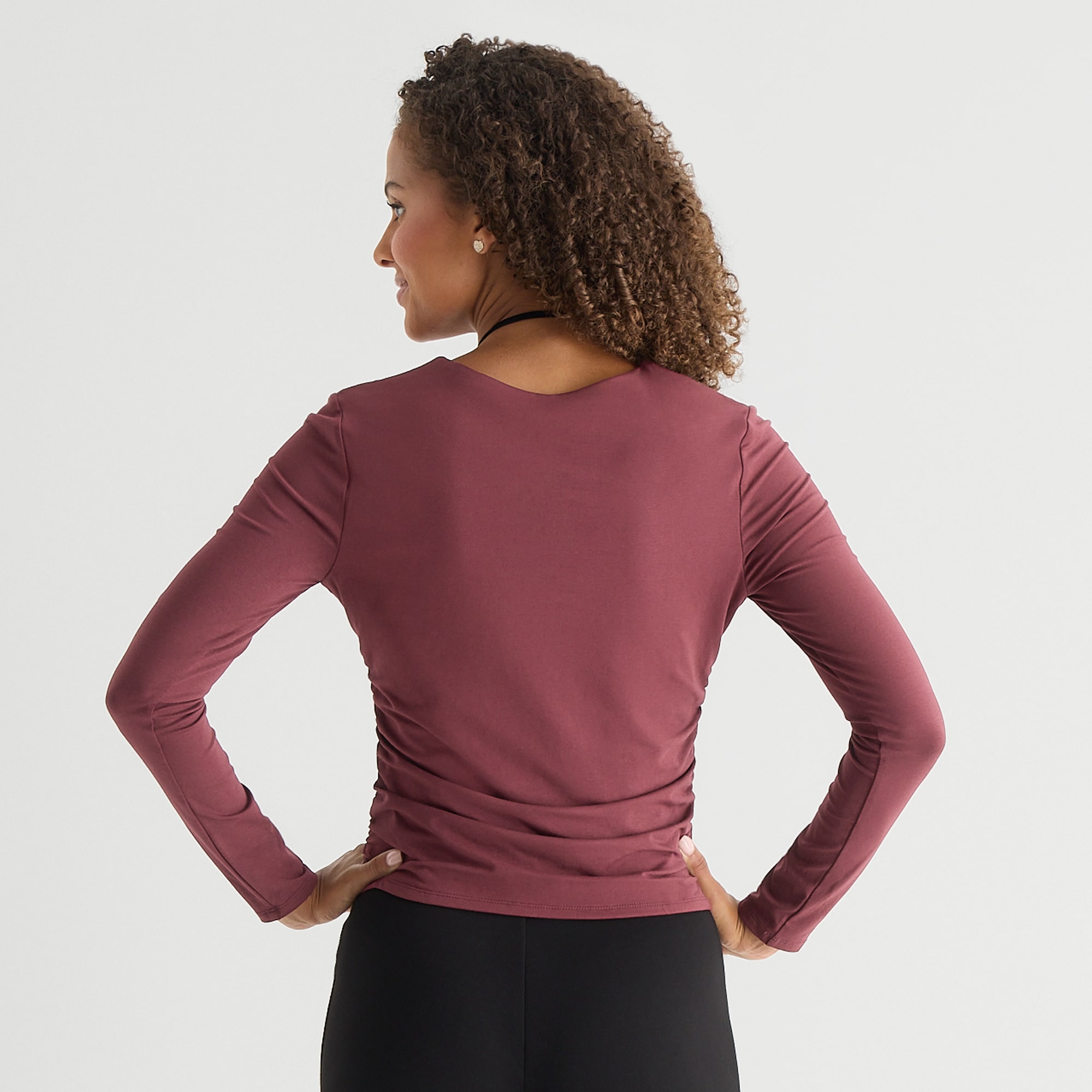 by&by Womens Juniors Square Neck Long Sleeve Blouse
