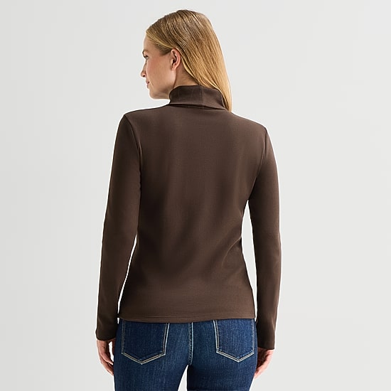 St. John's Bay Womens Tall Turtleneck Long Sleeve T-Shirt