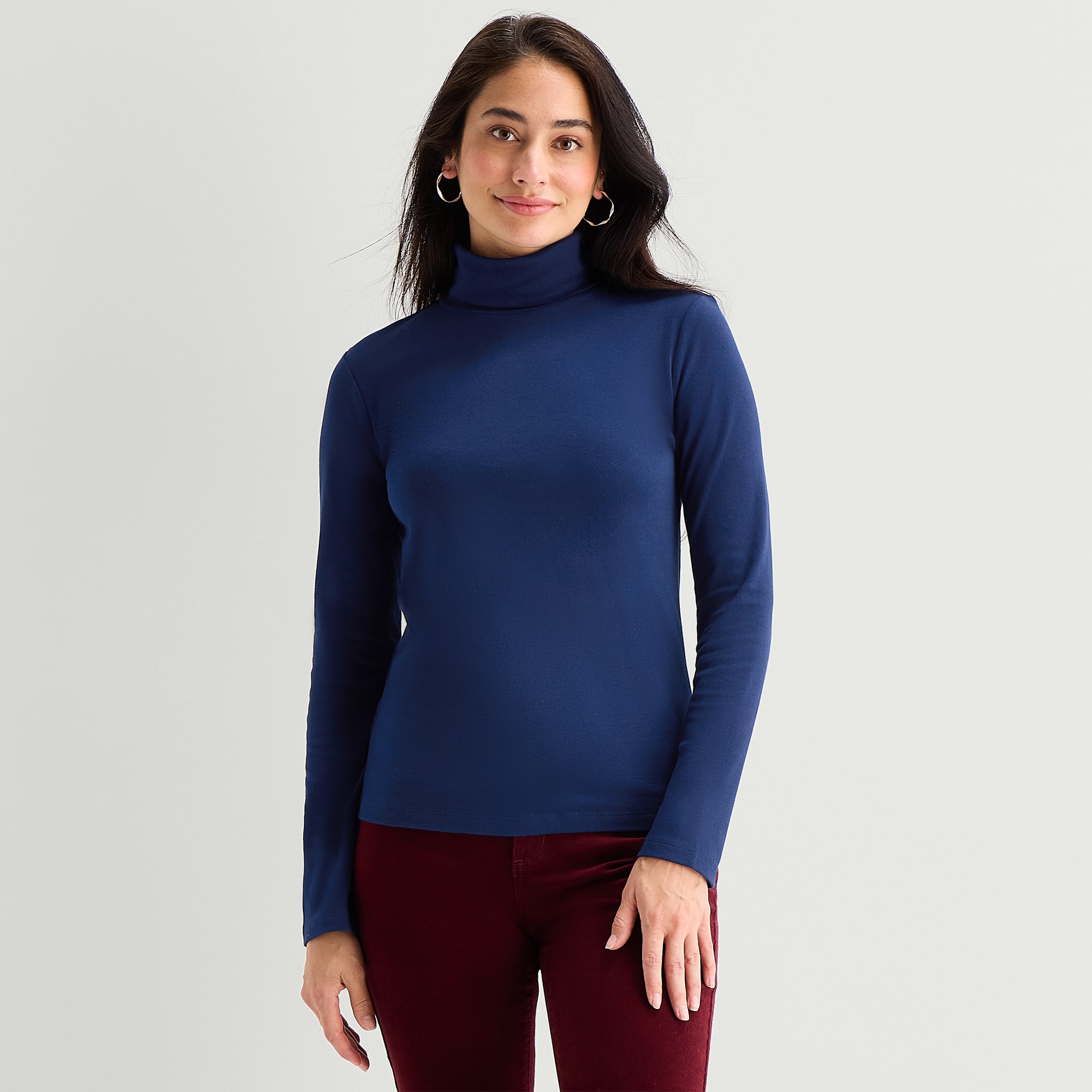St. John's Bay Womens Tall Turtleneck Long Sleeve T-Shirt