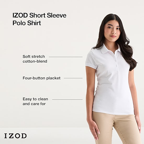 IZOD Womens Juniors Short Sleeve Polo Shirt