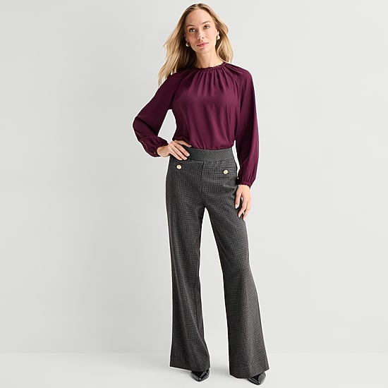 Liz Claiborne Womens Flare Mid Rise Pull-On Pant