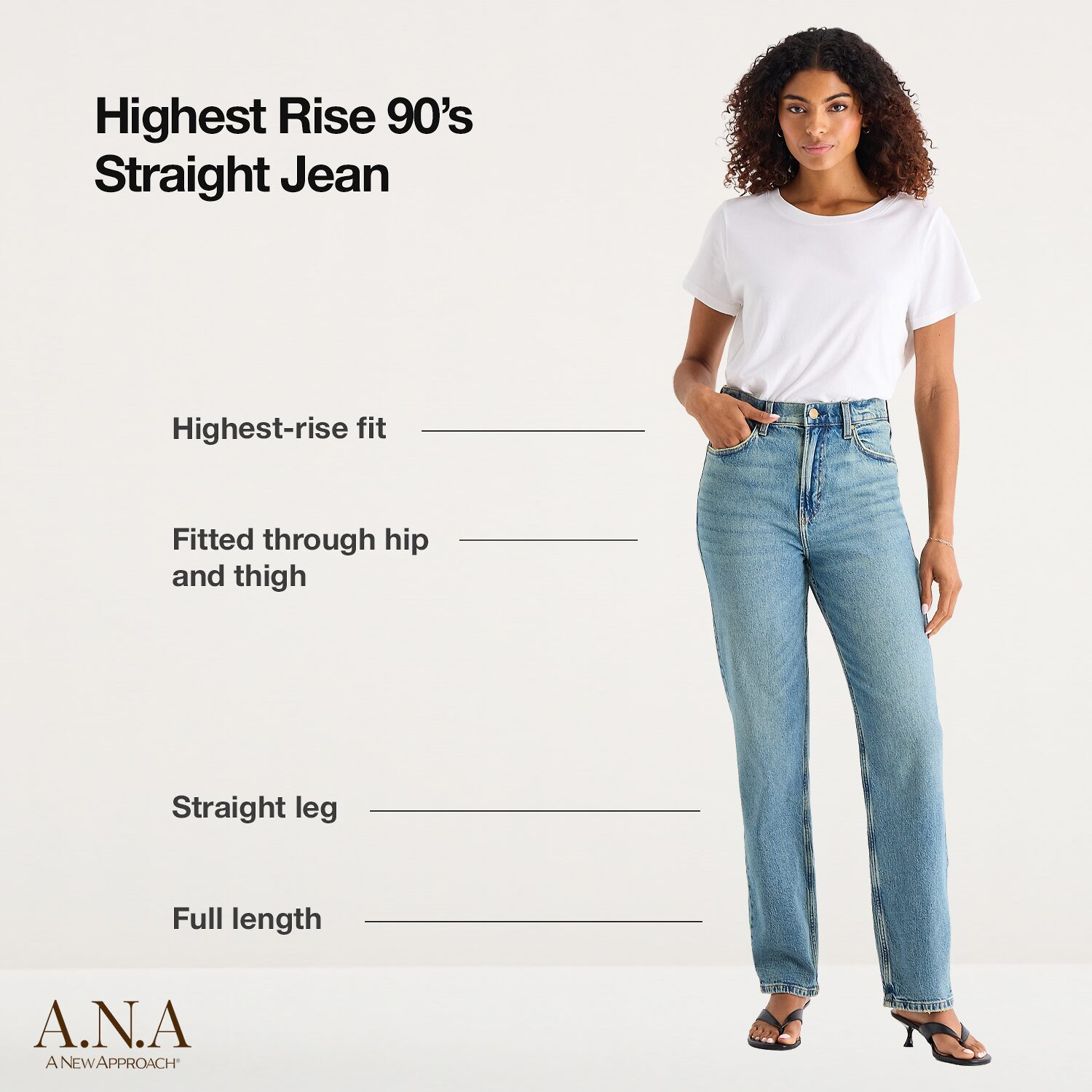 A.N.A Womens Highest Rise Straight Leg Jean