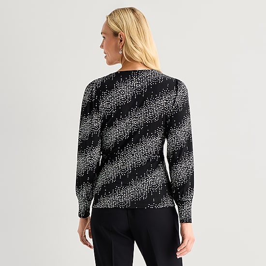 MSK Womens V Neck Long Sleeve Blouse