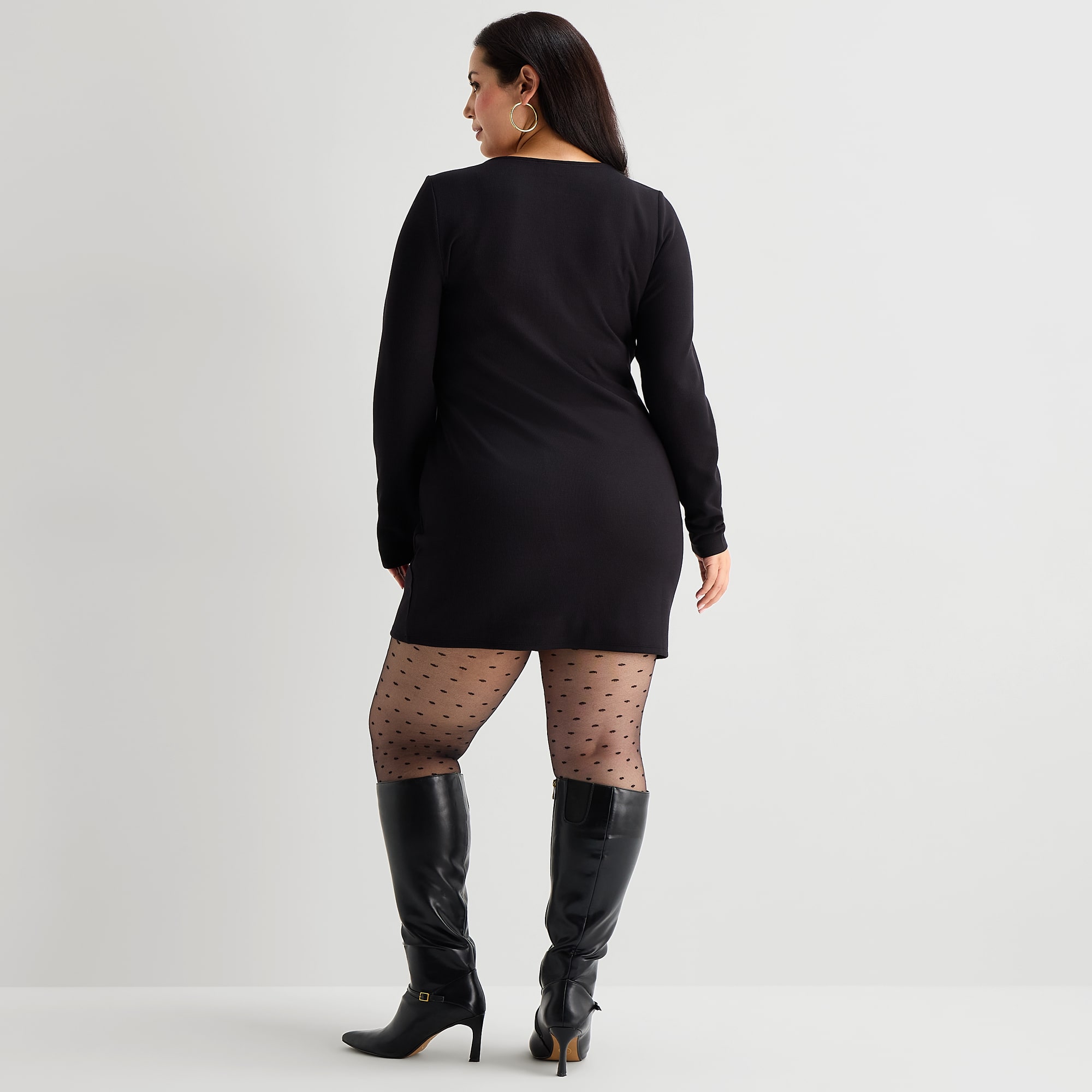 Bold Elements Plus Womens Long Sleeve Knit Mini Dress