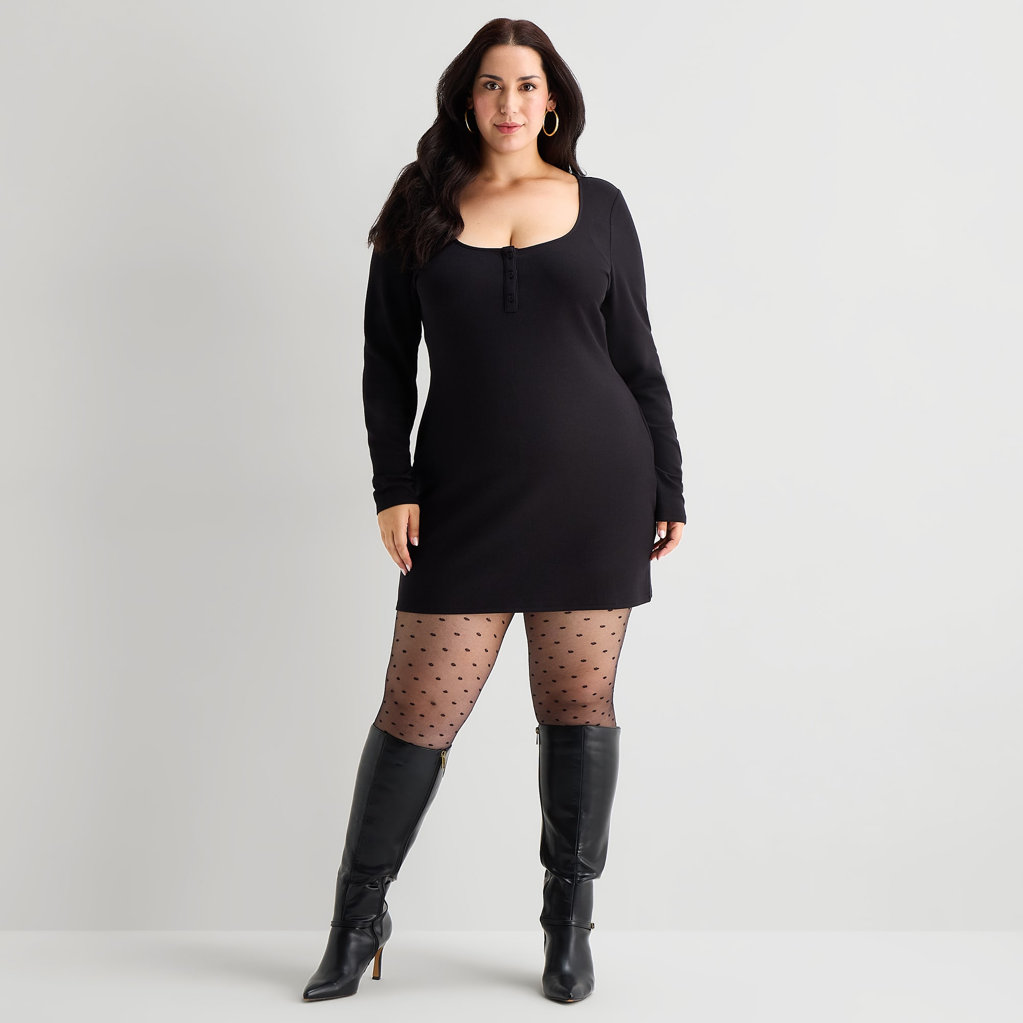 Bold Elements Plus Womens Long Sleeve Knit Mini Dress