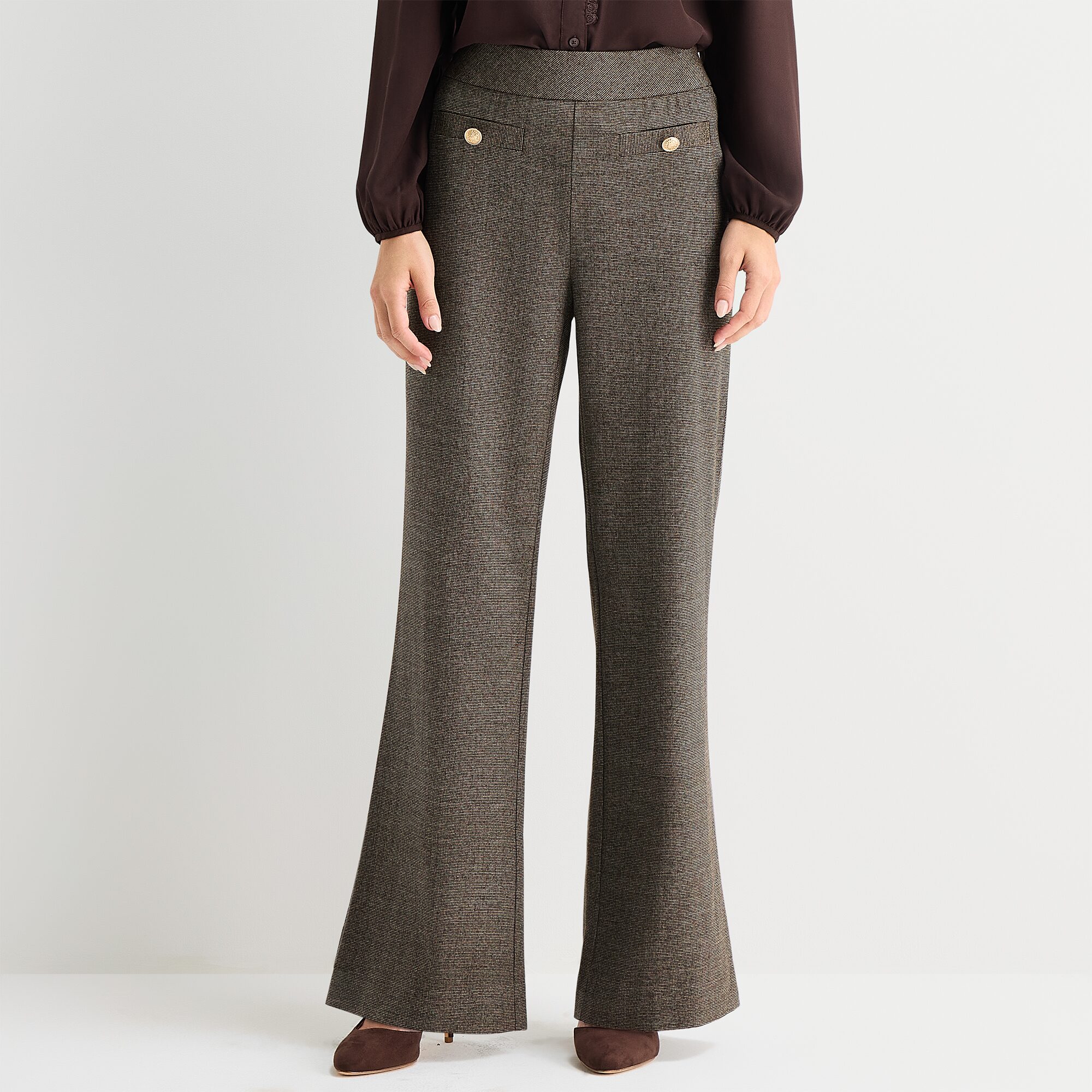 Liz Claiborne Womens Flare Mid Rise Pull-On Pant