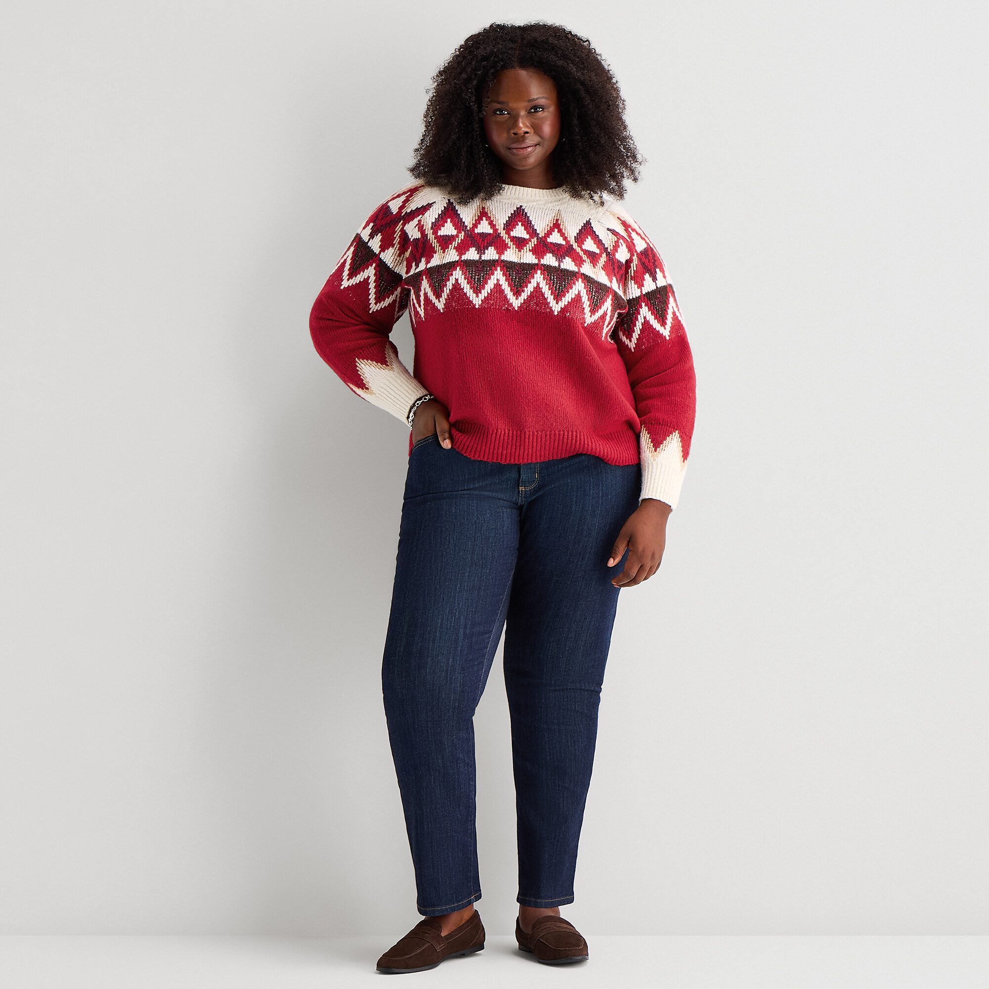 St. John's Bay Plus Womens Mock Neck Long Sleeve Pullover Sweater
