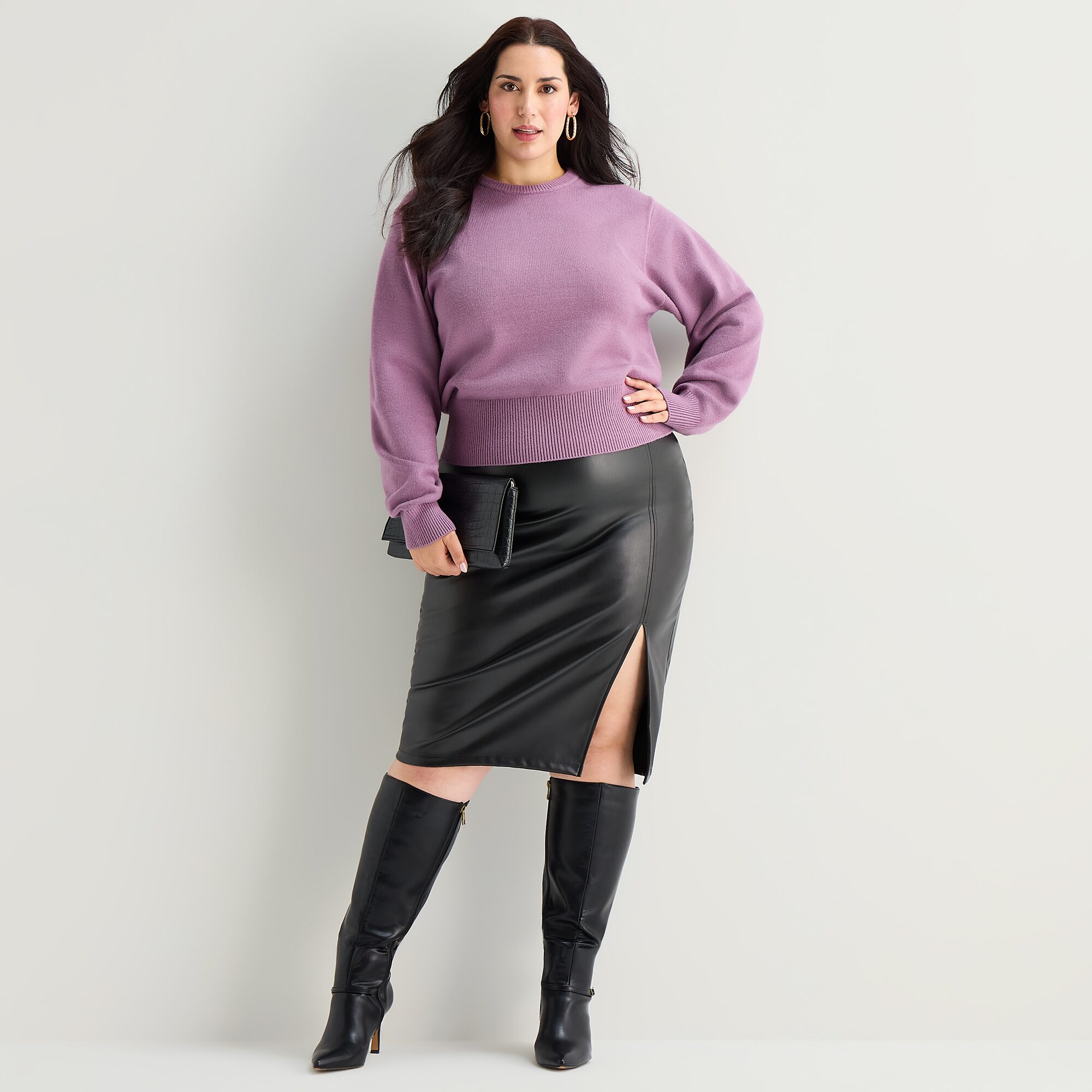 Bold Elements Plus Womens Crew Neck Long Sleeve Pullover Sweater