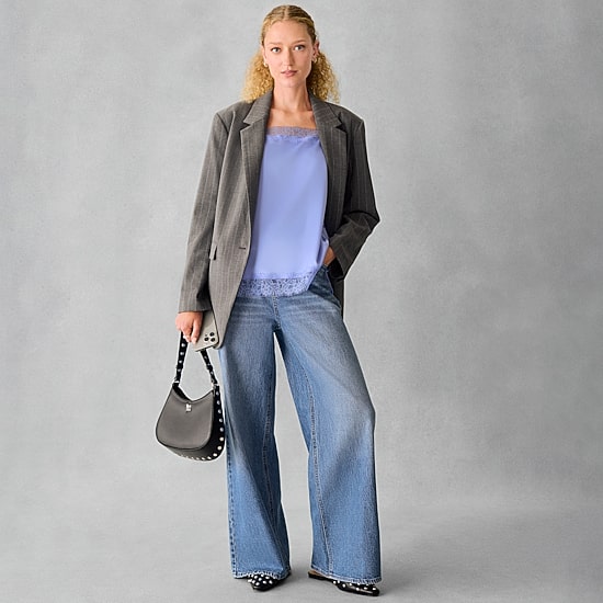 A.N.A Oversized Womens Striped Relaxed Fit Blazer