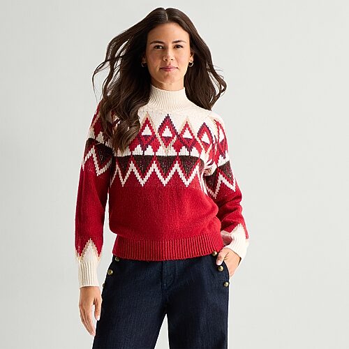 St. John's Bay Womens Mock Neck Long Sleeve Pullover Sweater In Multi