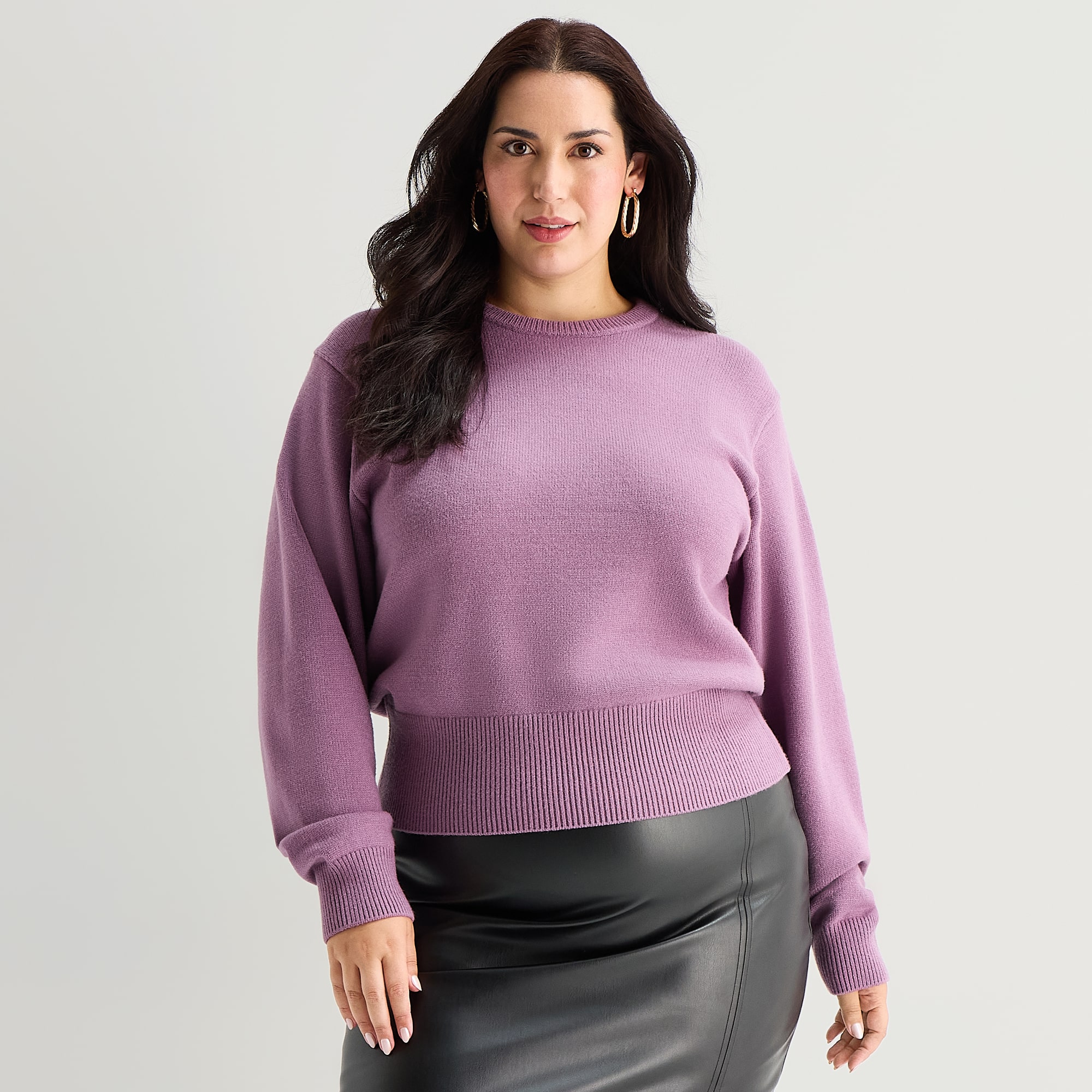 Bold Elements Plus Womens Crew Neck Long Sleeve Pullover Sweater