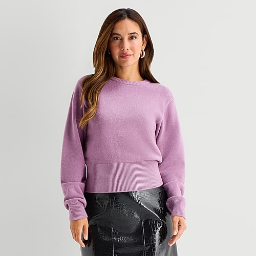 Bold Elements Womens Crew Neck Long Sleeve Cardigan In Purple