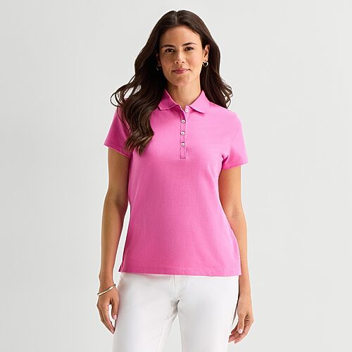 St. John's Bay Womens Short Sleeve Polo Shirt, Petite X-large, Pink