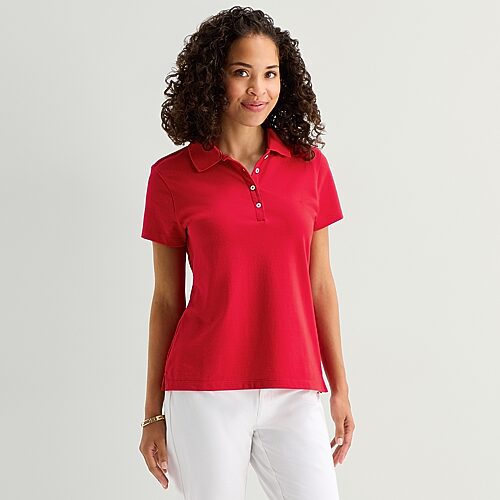 St. John's Bay Womens Short Sleeve Polo Shirt, X-small, Red