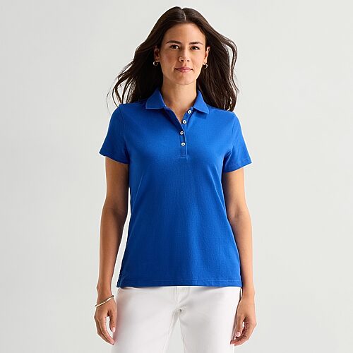 St. John's Bay Womens Short Sleeve Polo Shirt In Blue | ModeSens