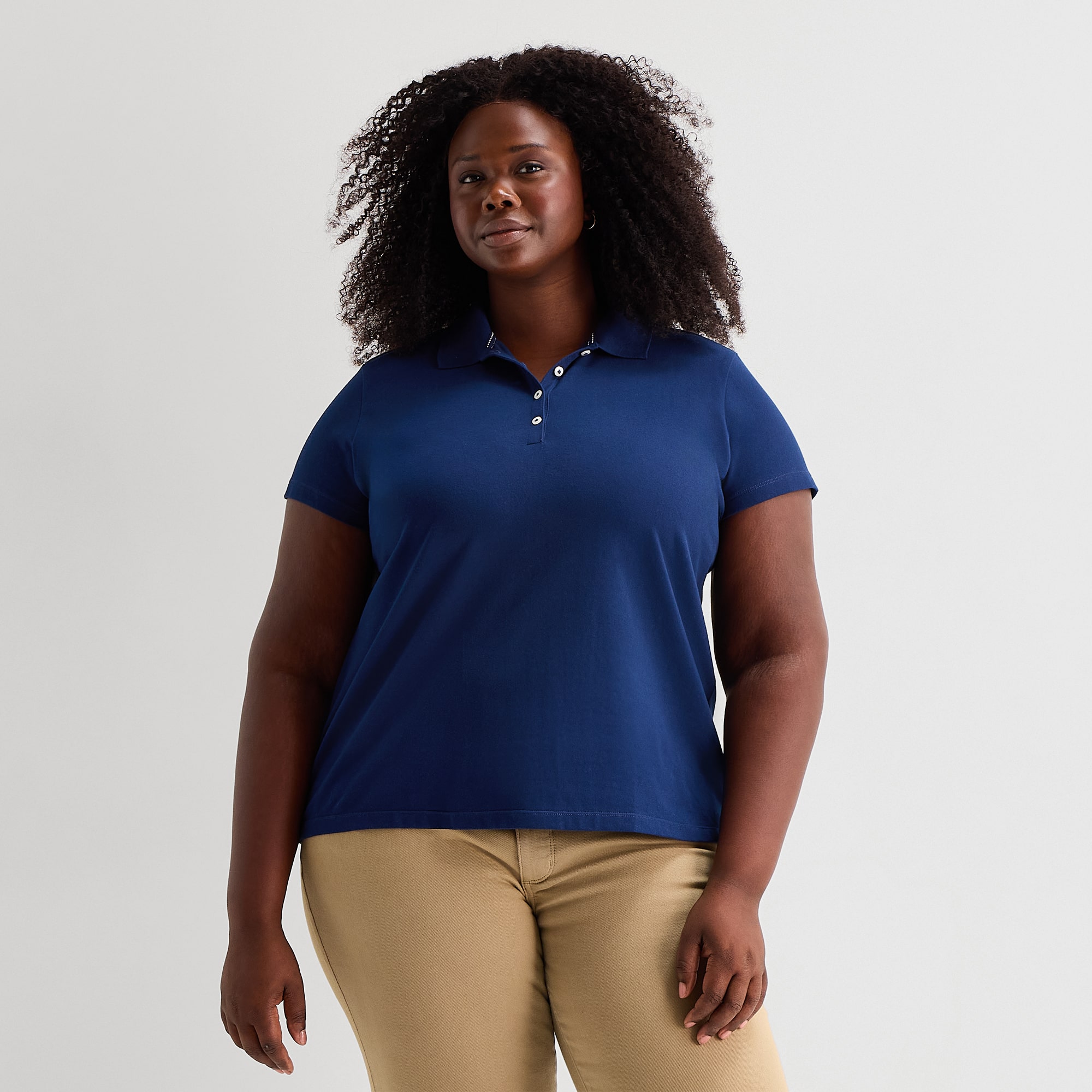 St. John's Bay Womens Plus Short Sleeve Polo Shirt