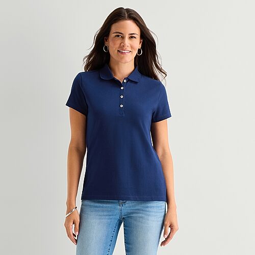 St. John's Bay Womens Short Sleeve Polo Shirt, X-small, Blue