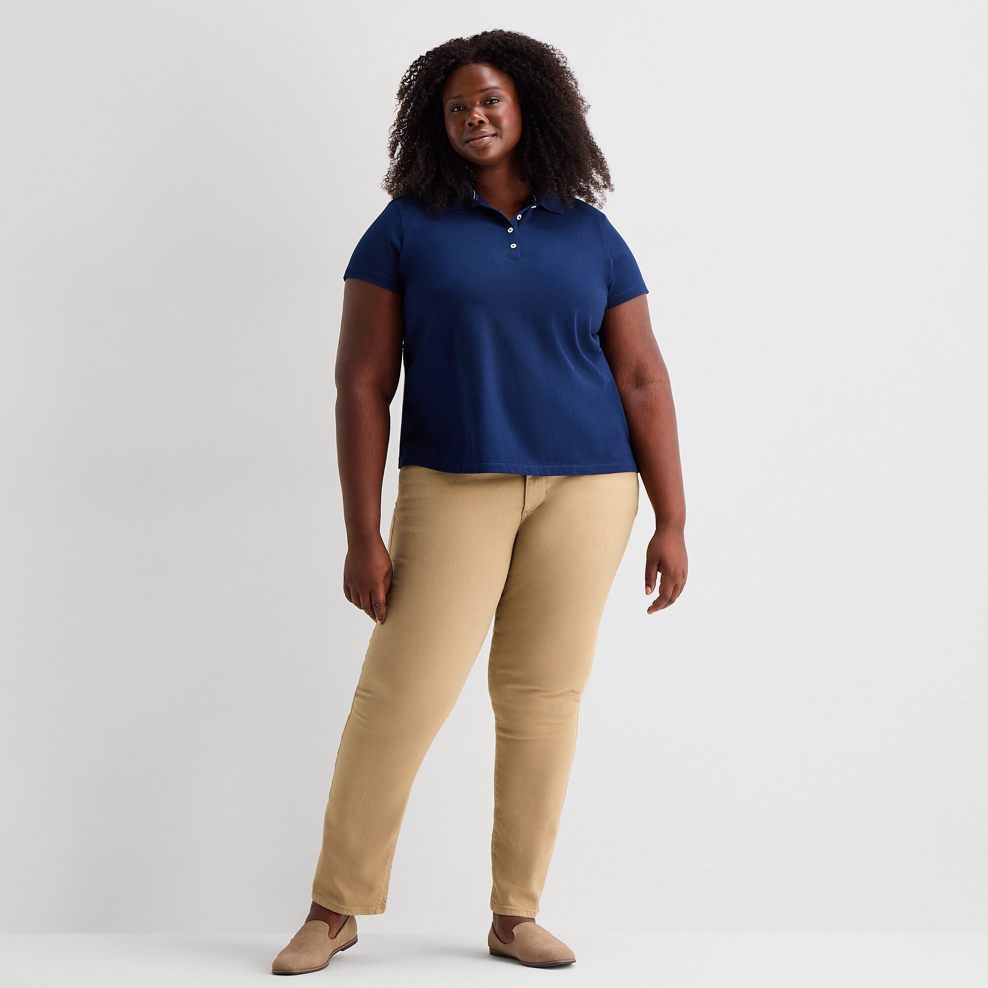 St. John's Bay Womens Plus Short Sleeve Polo Shirt