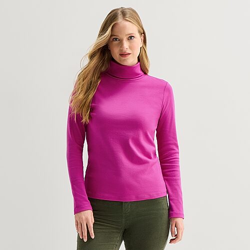 St. John's Bay Womens Tall Turtleneck Long Sleeve T-shirt In Pink