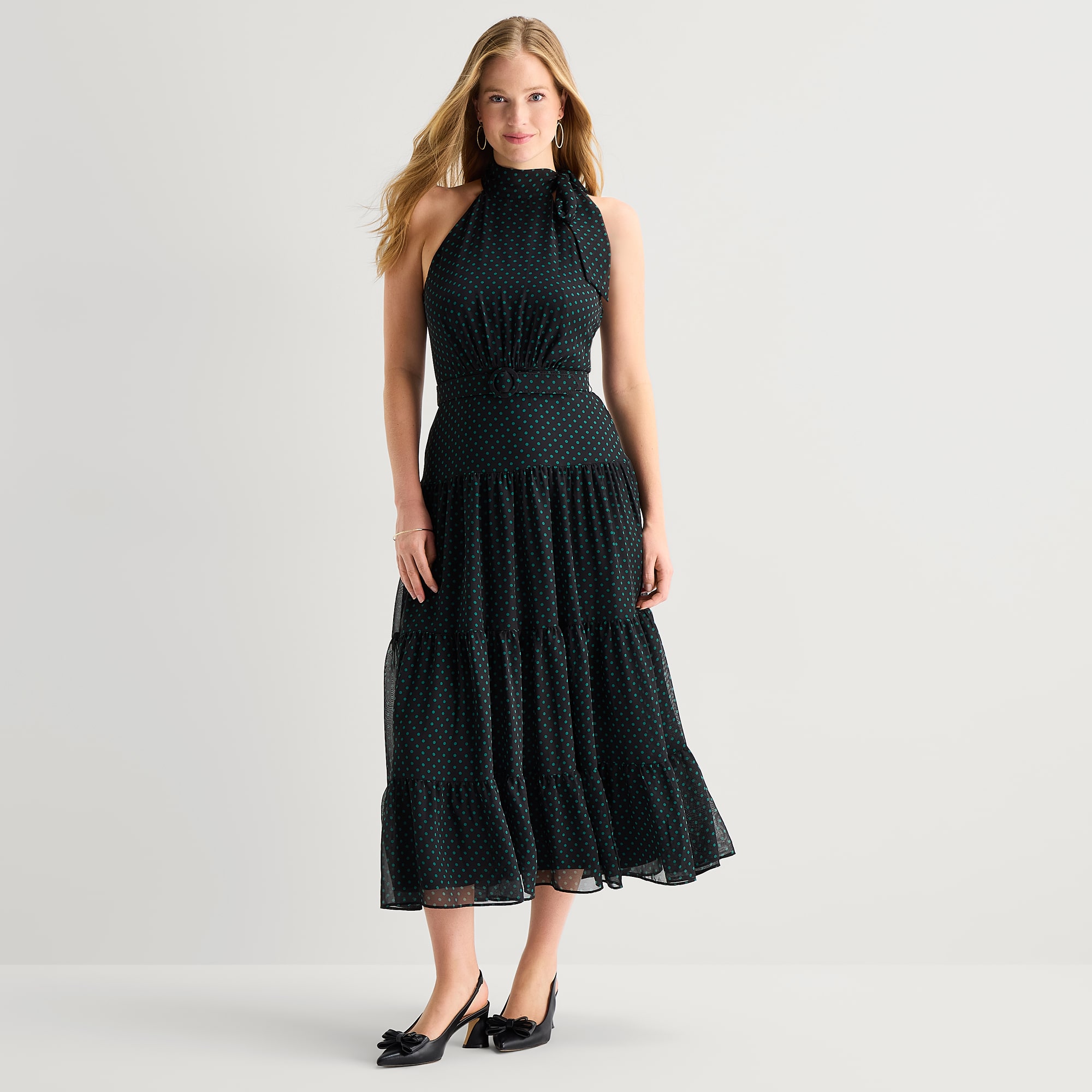 Melonie T Womens Halter Neck Sleeveless Chiffon Maxi Dress