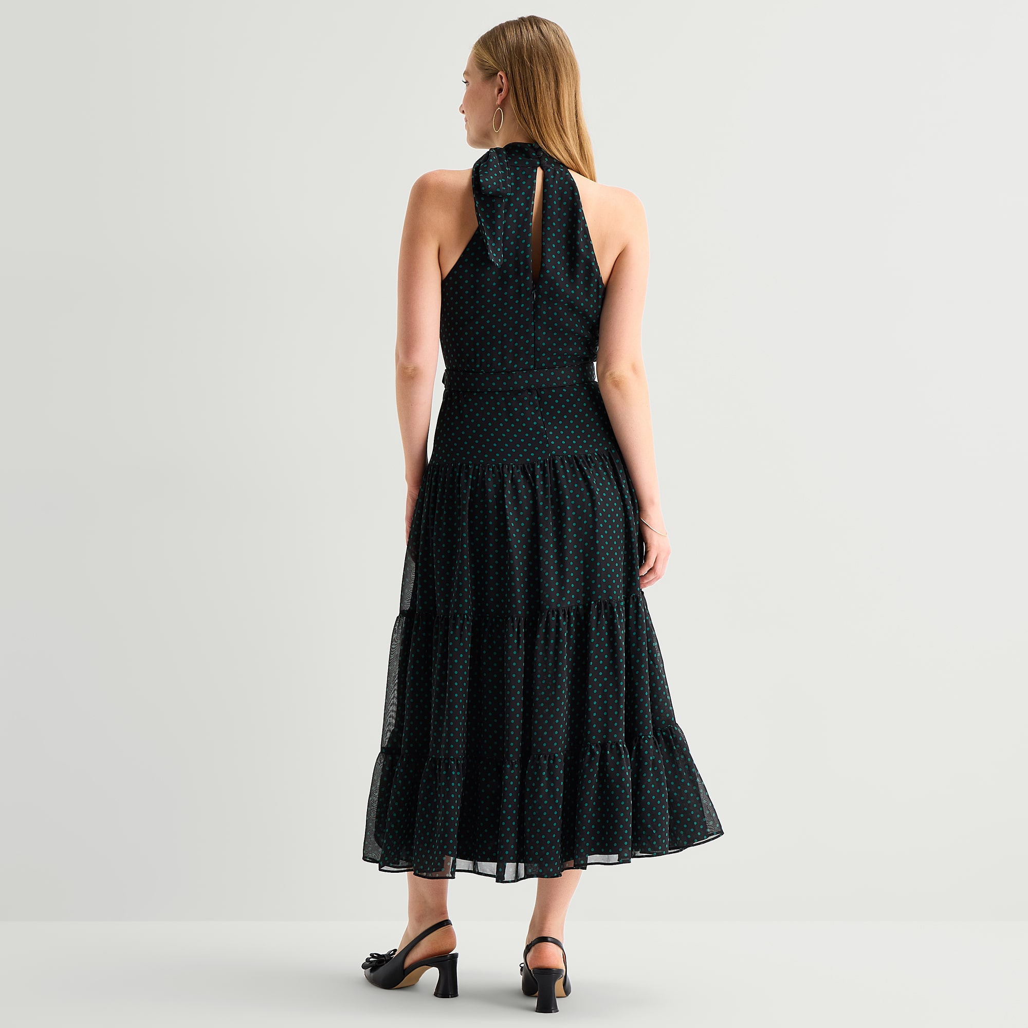 Melonie T Womens Halter Neck Sleeveless Chiffon Maxi Dress