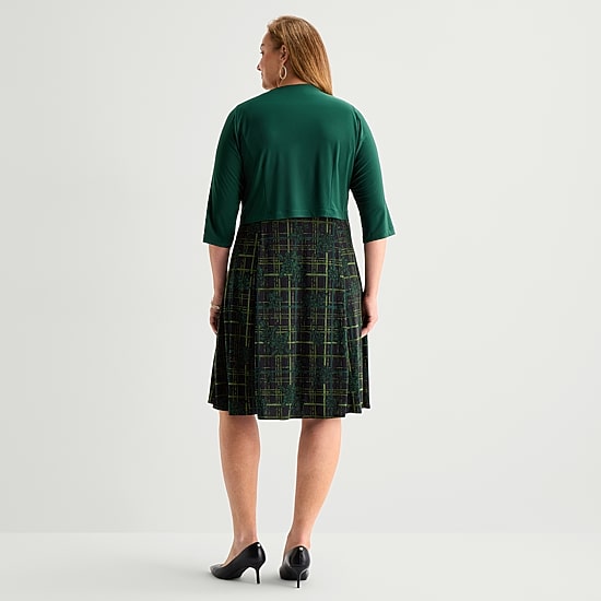 Danny & Nicole Womens Plus Midi Floral Jacket Dress