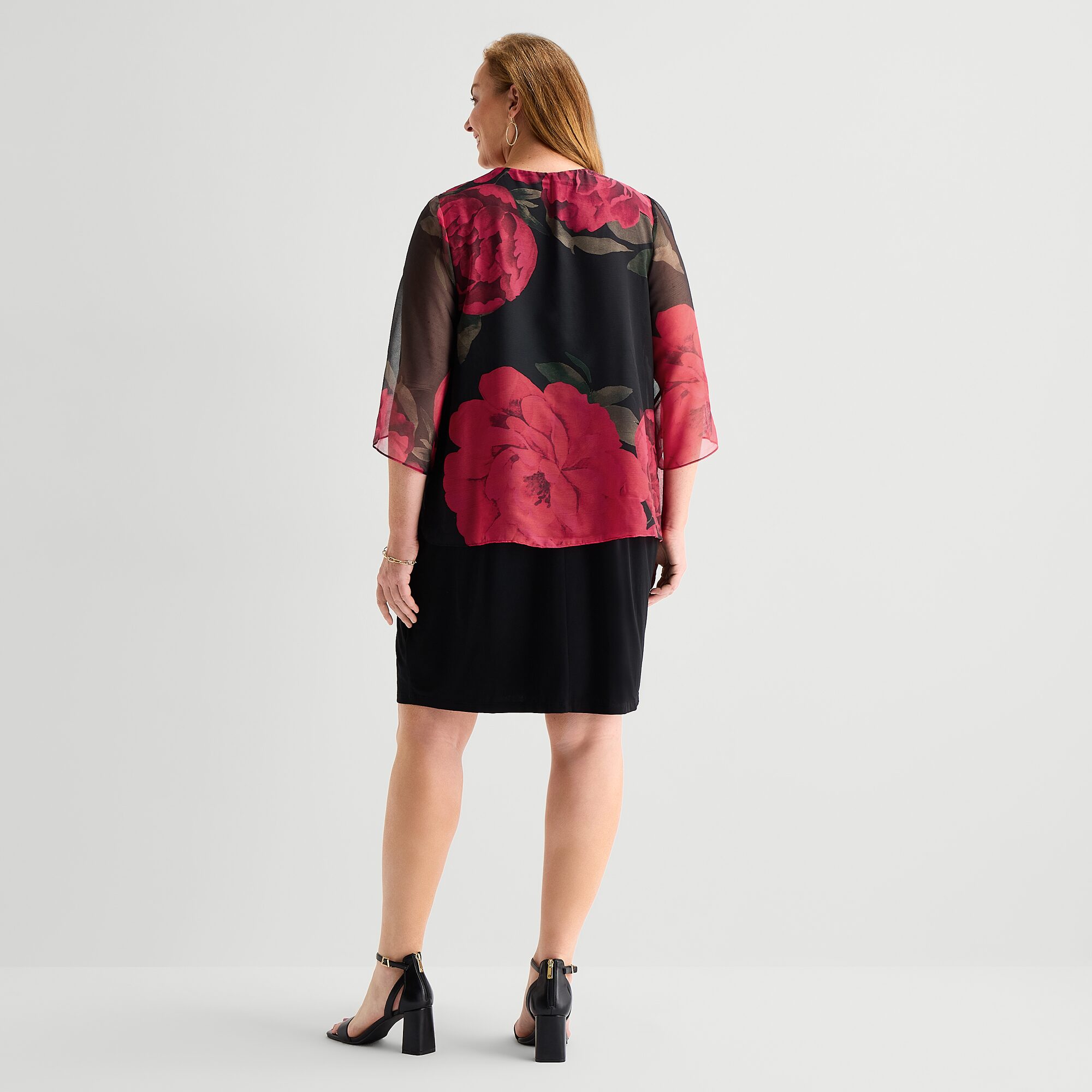 Studio 1 Womens Plus Lace Floral Jacket Dress