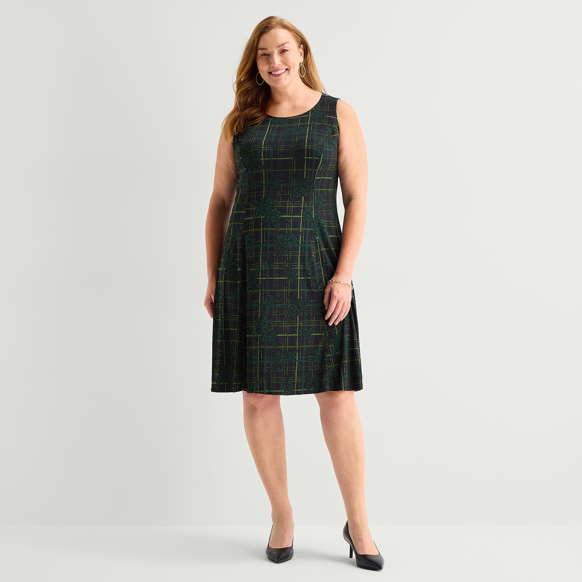 Danny & Nicole Womens Plus Midi Floral Jacket Dress