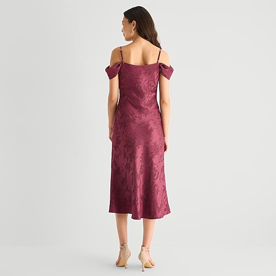 by&by Womens Juniors Short Sleeve Midi Slip Dress