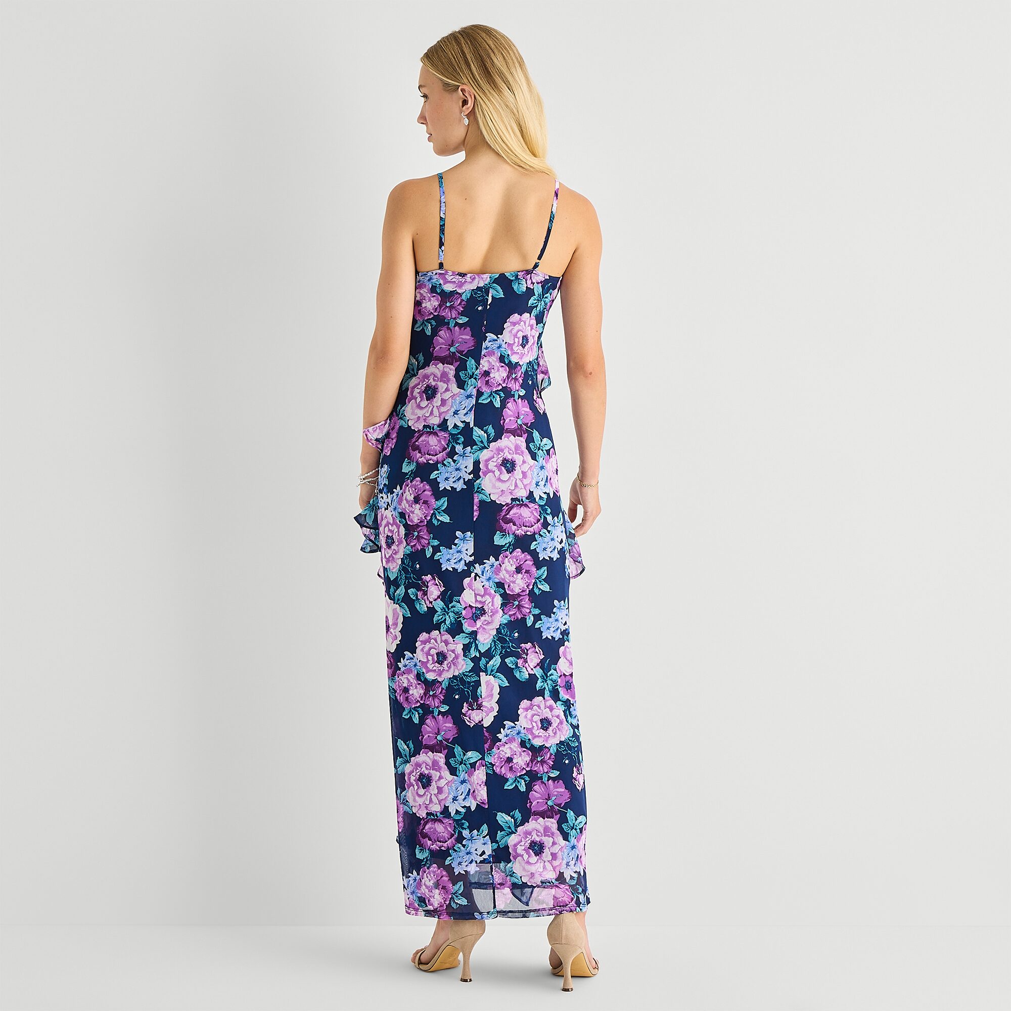 Byer California Womens Sleeveless Floral Midi Slip Dress