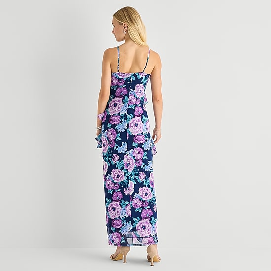 by&by Womens Sleeveless Floral Midi Slip Dress