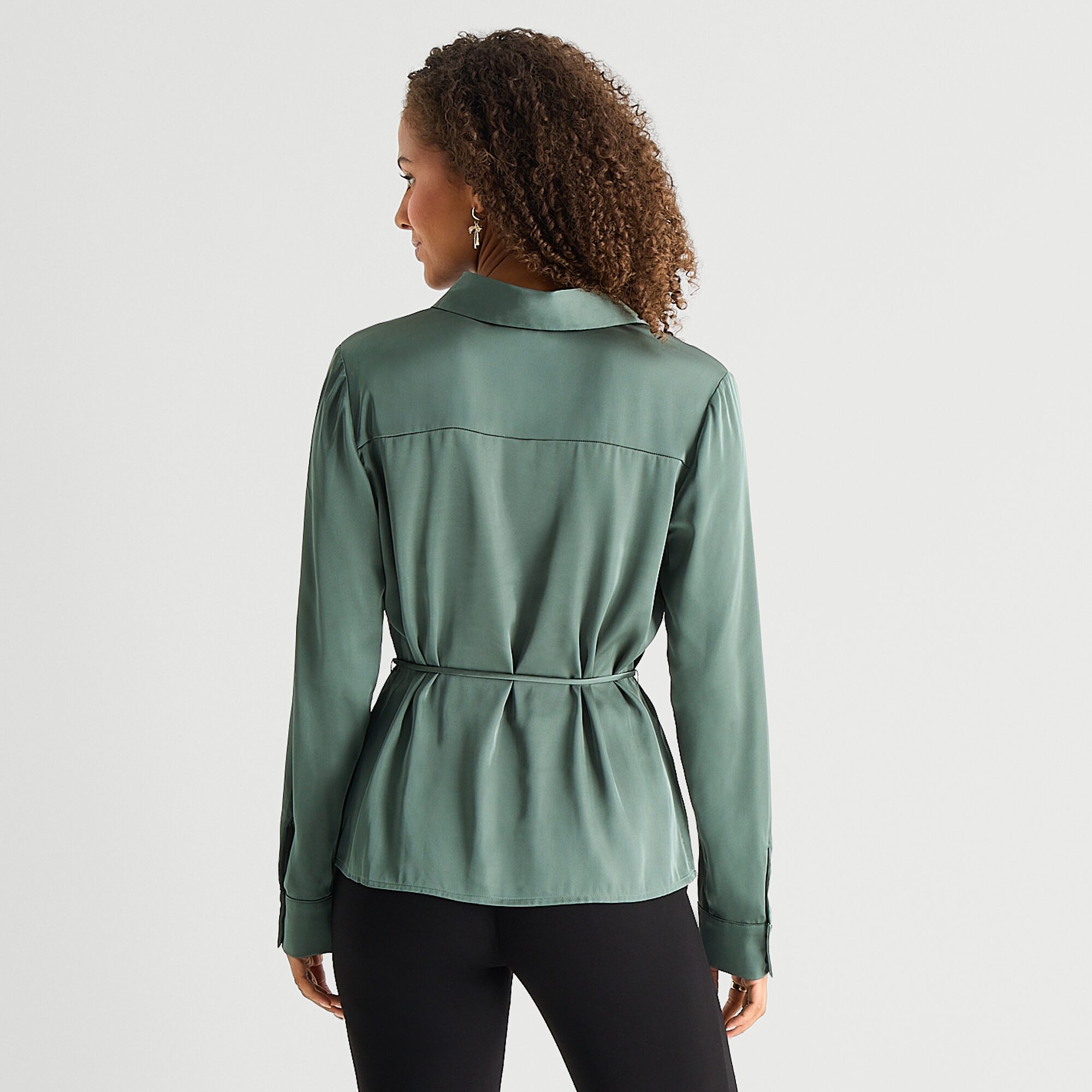 by&by Womens Juniors Drop Shoulder Long Sleeve Fitted Button-Down Shirt