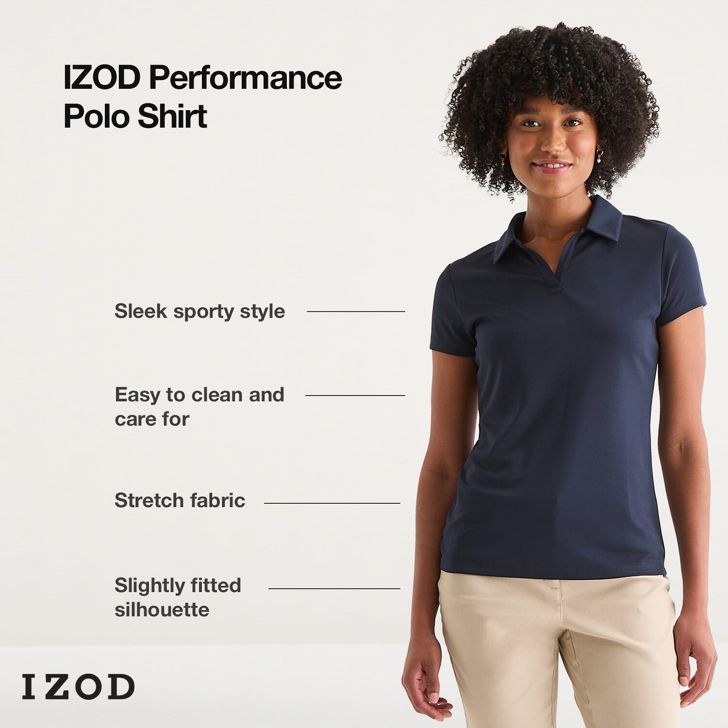 IZOD Performance Womens Juniors Short Sleeve Polo Shirt